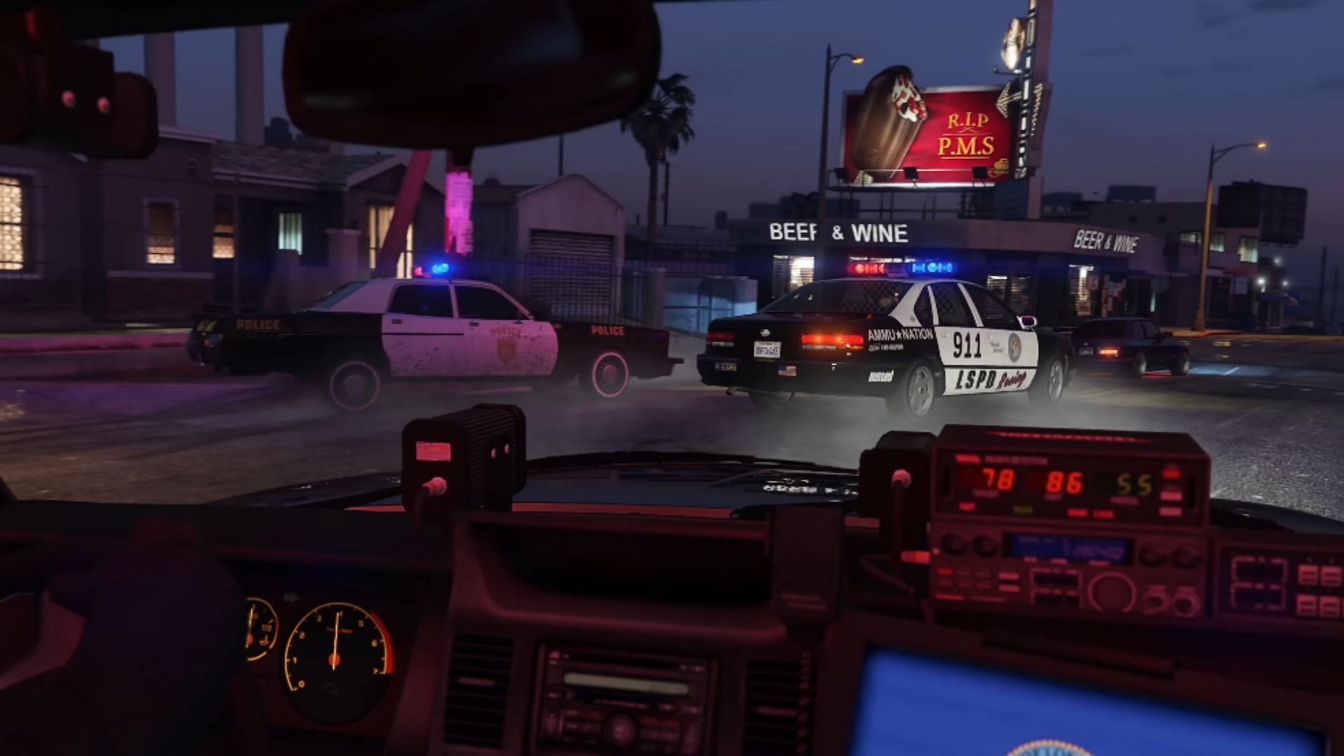 The new cop cars as shown in the trailer (Image via Rockstar Games)