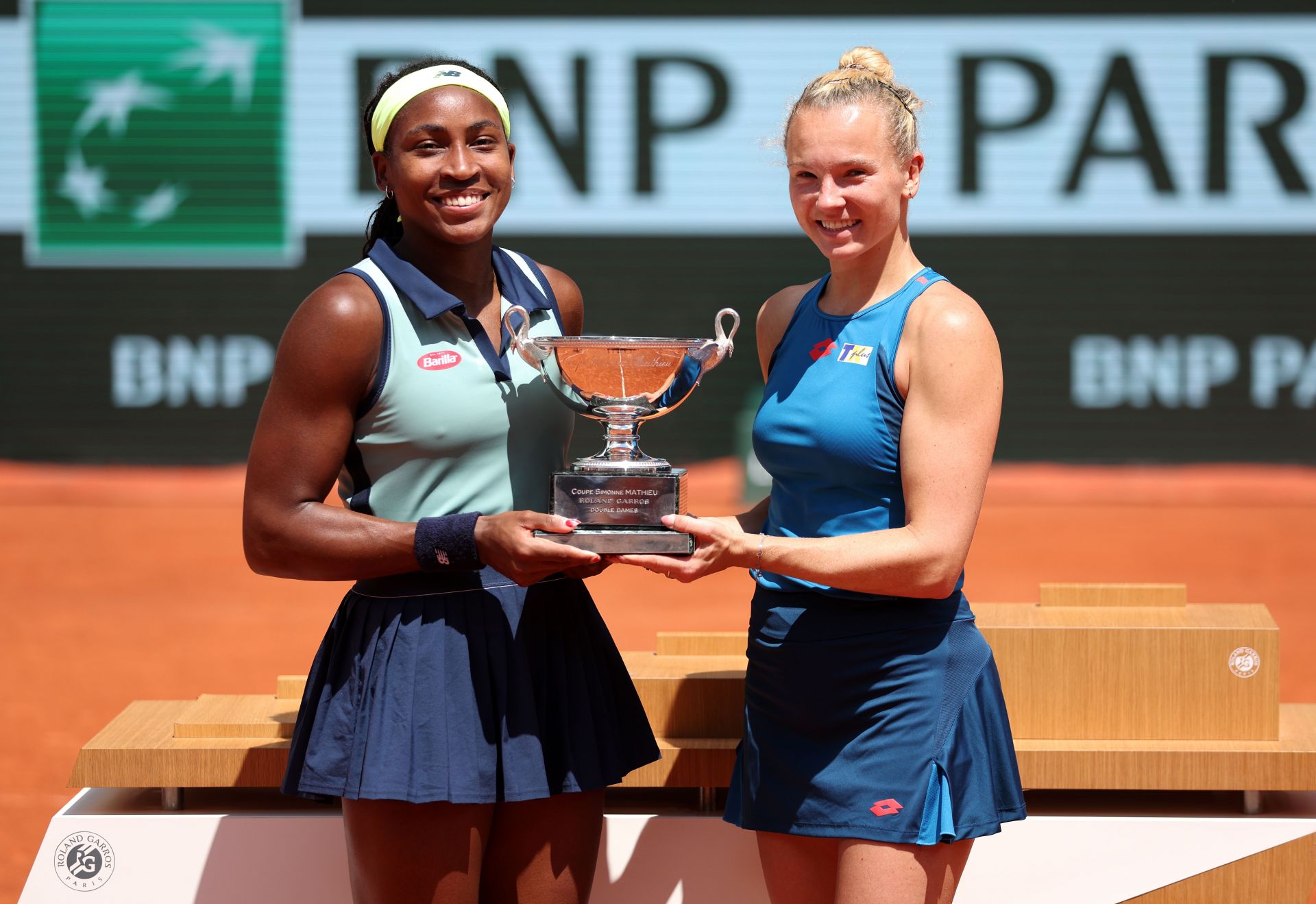 Coco Gauff and Katerina Siniakova at the 2024 French Open