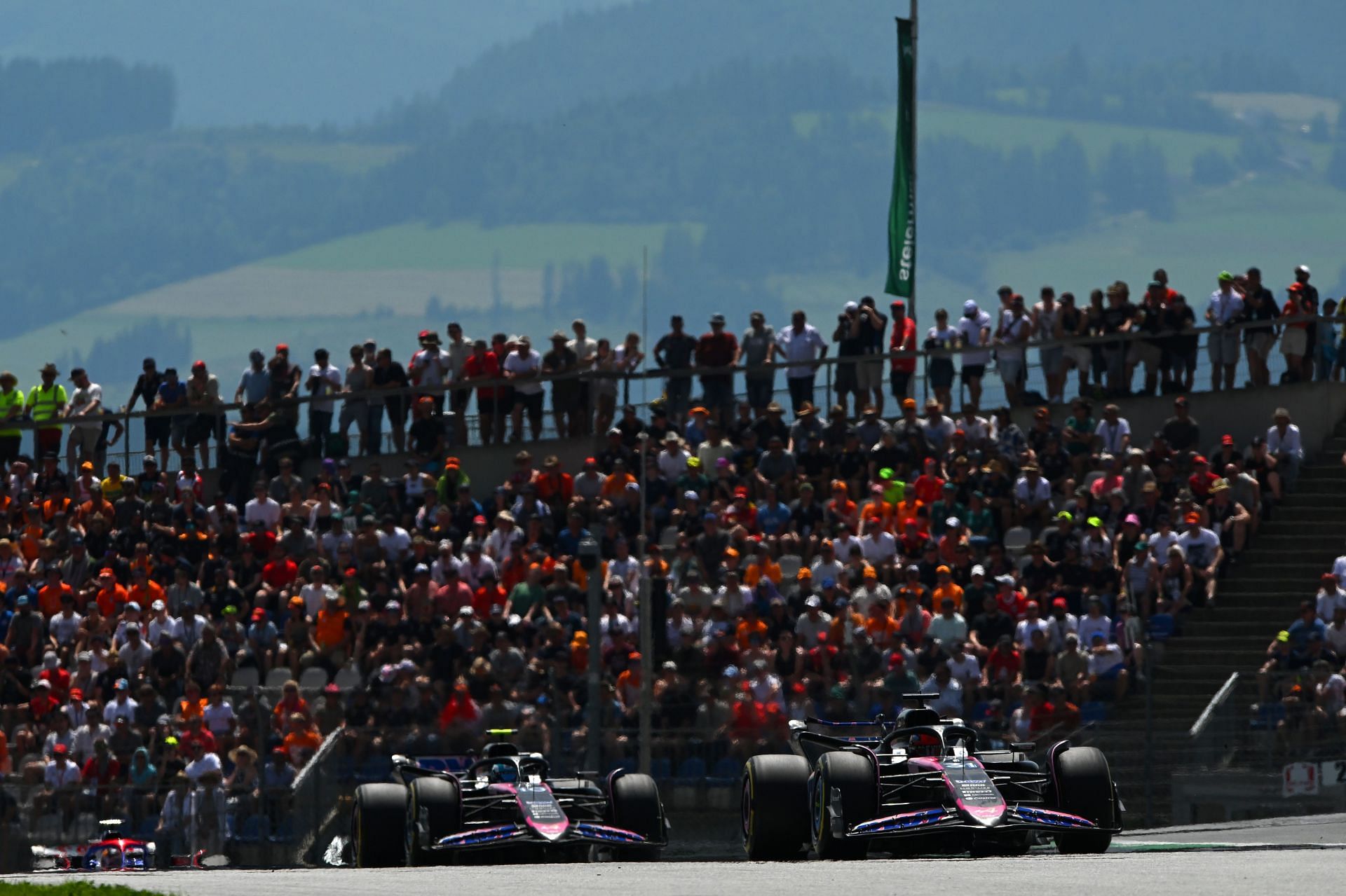 F1 Grand Prix of Austria - Sprint: Esteban Ocon of France driving the (31) Alpine F1 A524 Renault leads Pierre Gasly of France driving the (10) Alpine F1 A524 Renault during the Sprint ahead of the F1 Grand Prix of Austria at Red Bull Ring on June 29, 2024 in Spielberg, Austria. (Photo by Rudy Carezzevoli/Getty Images)