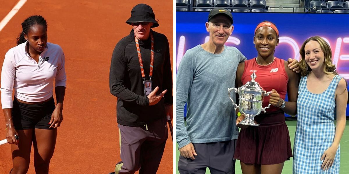 Coco Gauff with her coach Brad Gilbert and his daughter Zoe (Source: Getty; Brad Gilbert/Twitter)