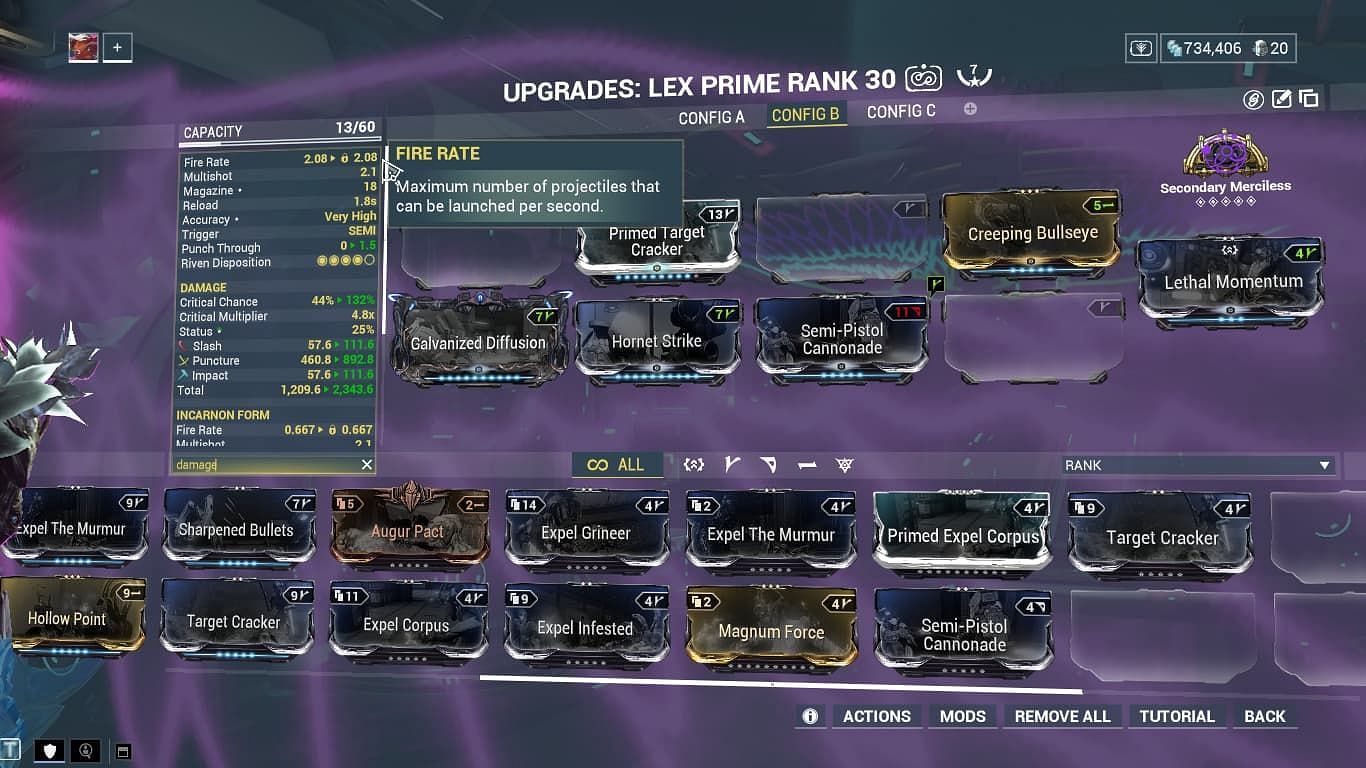 Cannonade mods lock fire rate in Warframe (Image via Digital Extremes)