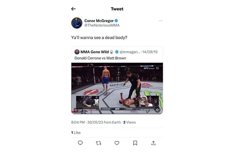 Screenshot of Conor McGregor's now-deleted X post on Matt Brown