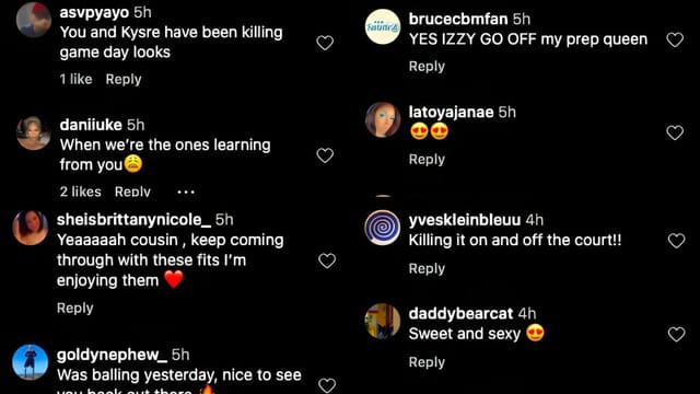 Reactions on Harrison&rsquo;s GRWM video [Photo Credit: Isabelle Harrison IG handle]