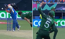 [Watch] Mohammad Amir throws the ball in frustration after grabbing Suryakumar Yadav's catch in IND vs PAK 2024 T20 World Cup match