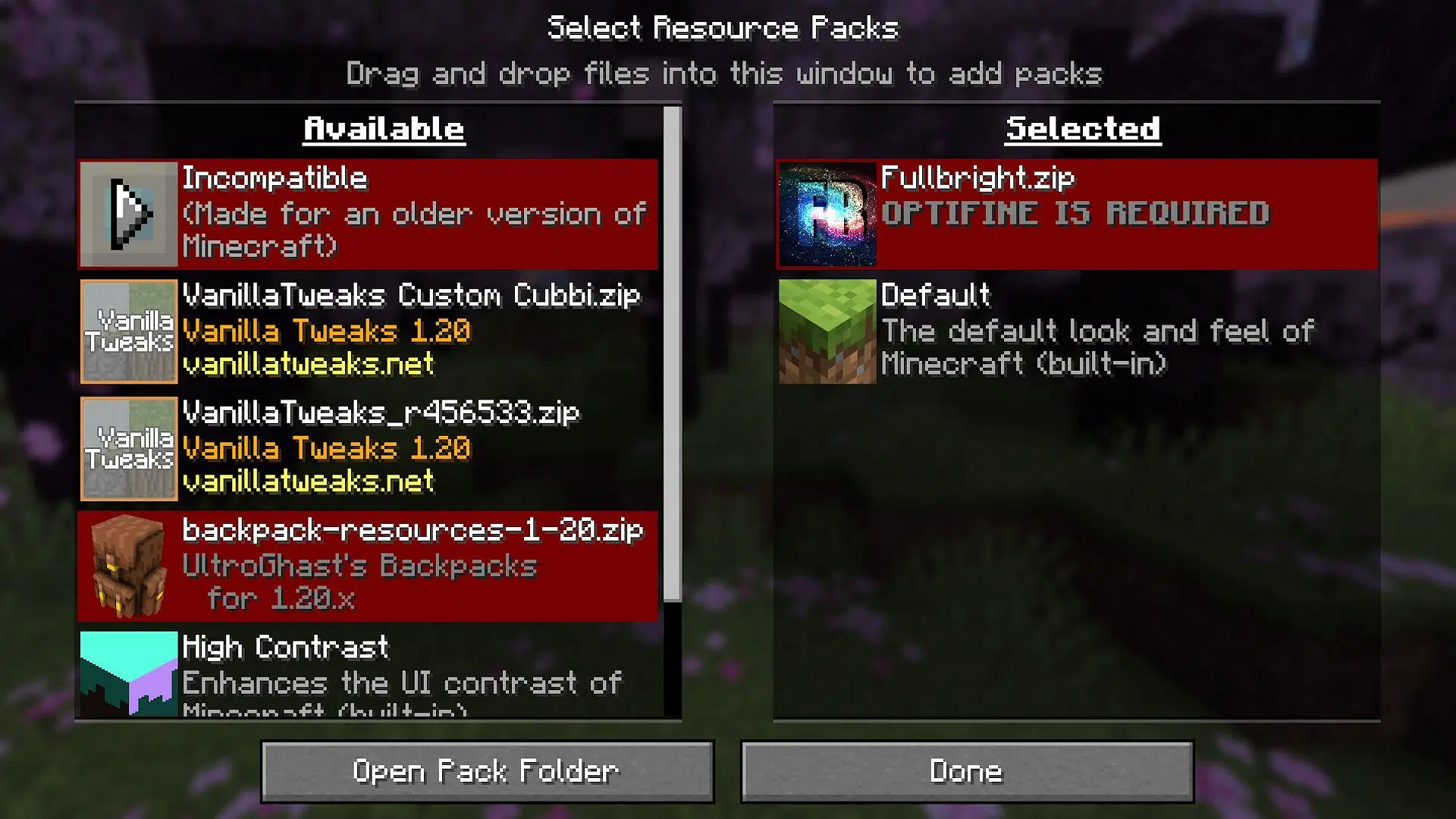 The enabled FullBright texture pack (Image via Mojang)