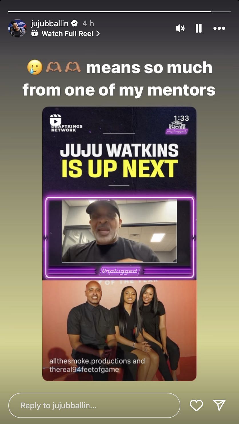 JuJu Watkins' message (Credit: Instagram/ @jujubballin)