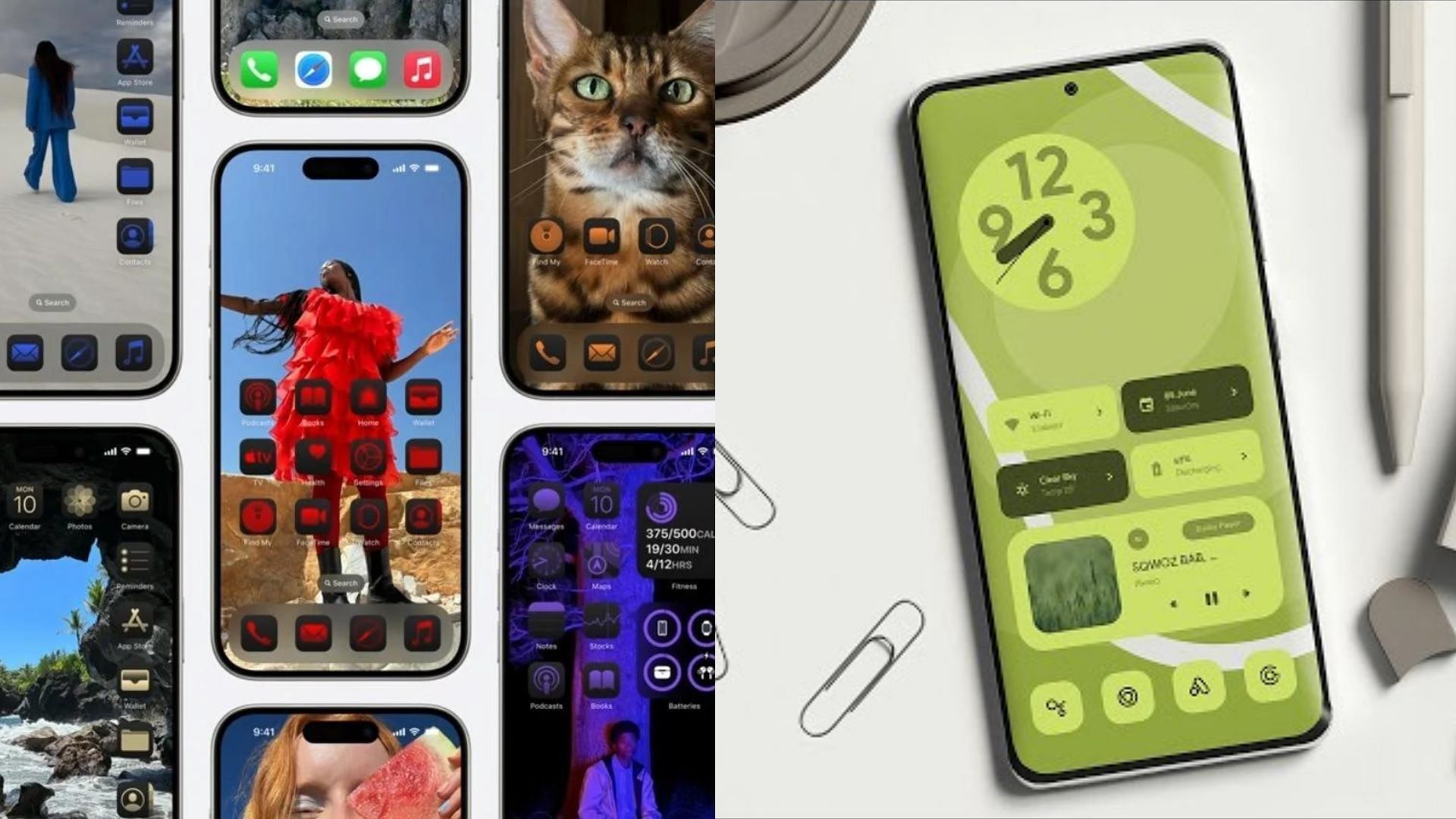 We get to see some major customization updates on iOS (Image via Apple, YouTube/@Xtream Droid)