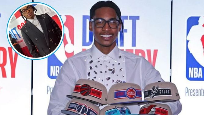 In Photos: Rob Dillingham catches the eye in a striking crystal-embellished black suit on the red carpet of NBA Draft