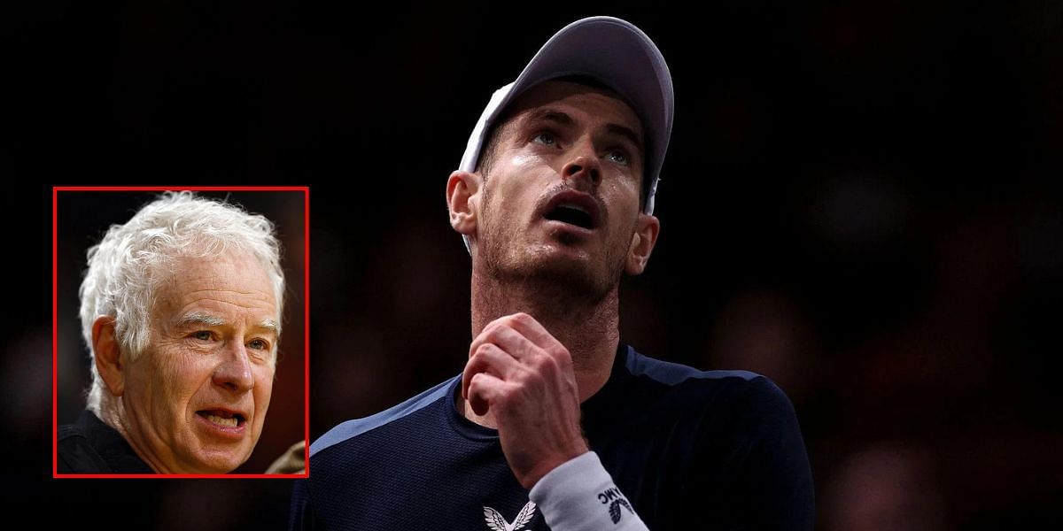 John McEnroe (inset) Andy Murray (M) (Source: GETTY)