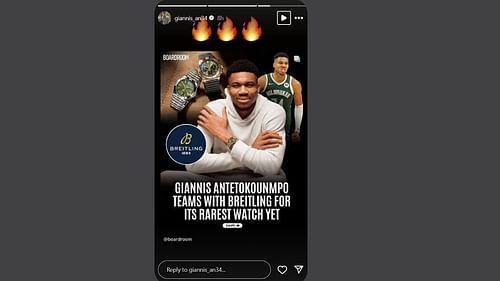 Antetokounmpo and Breitling collaborate on a limited $24,495 chronometer (Credits: @giannis_an34/Instagram)