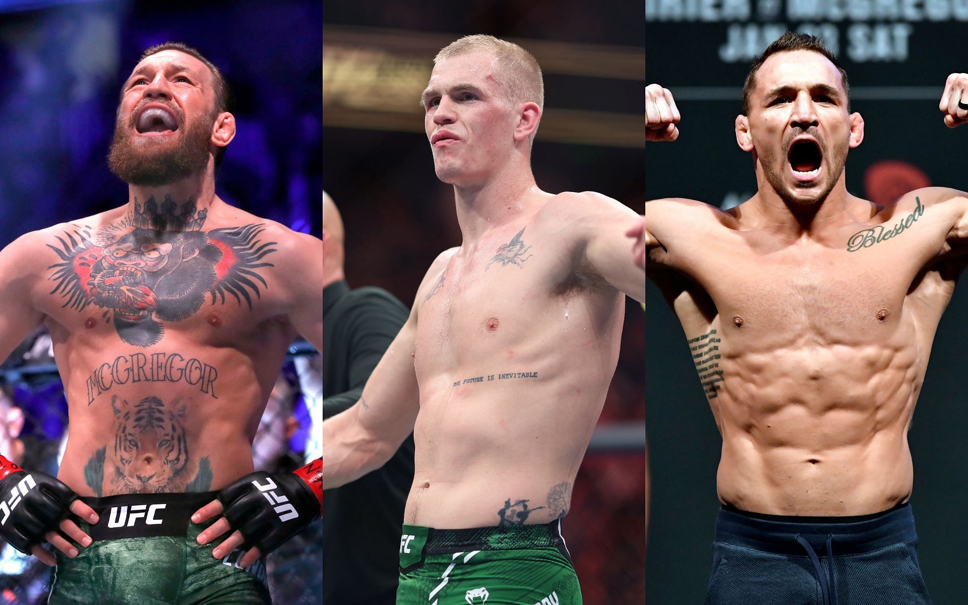 Ian Garry (middle) foresees Conor McGregor (left) beating Michael Chandler (right) at UFC 303 [Images courtesy: Getty Images]