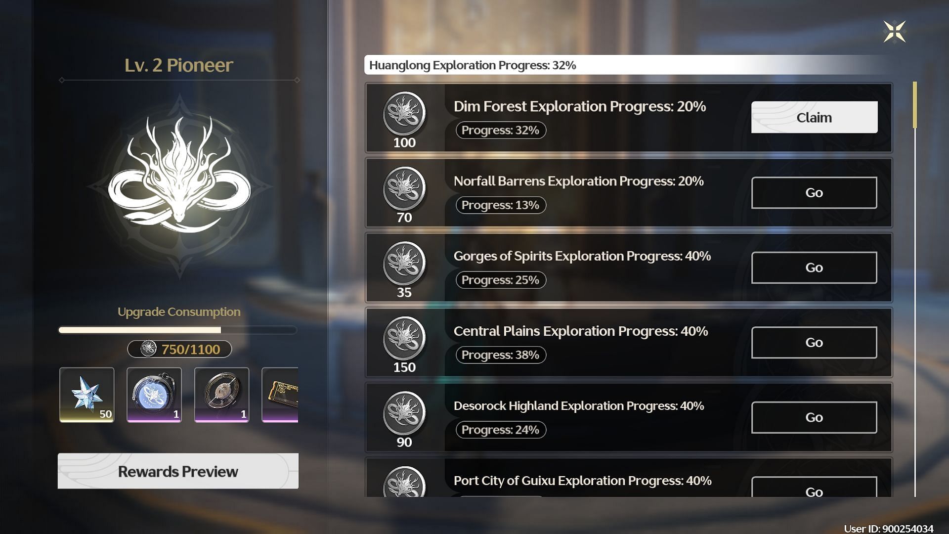 All exploration progress requirements (Image via Kuro Games)