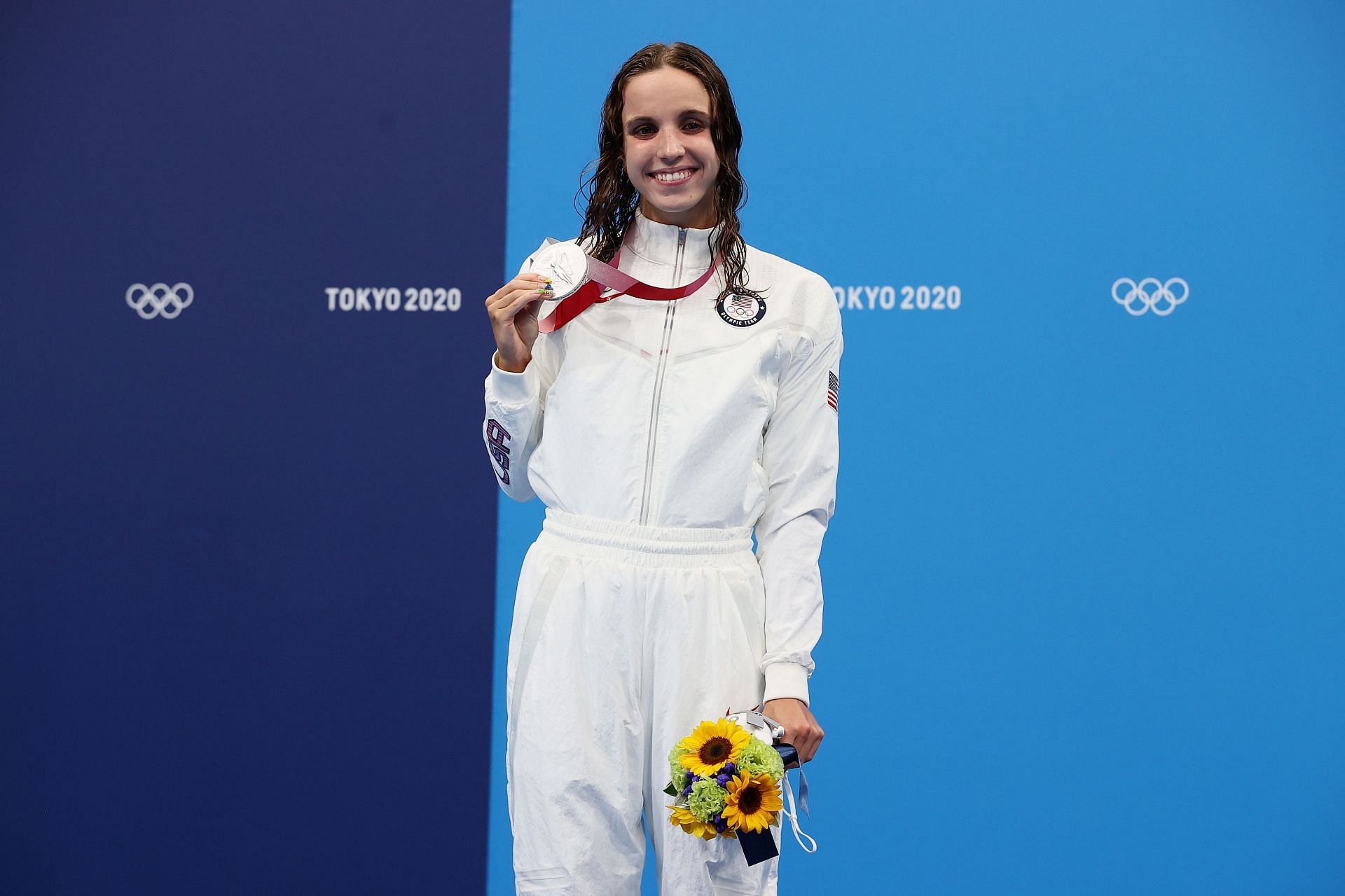 Regan Smith of Team United States poses with the silver medal for the Women&#039;s 200m Butterfly Final at the Tokyo 2020 Olympic Games. (Photo by Tom Pennington/Getty Images)