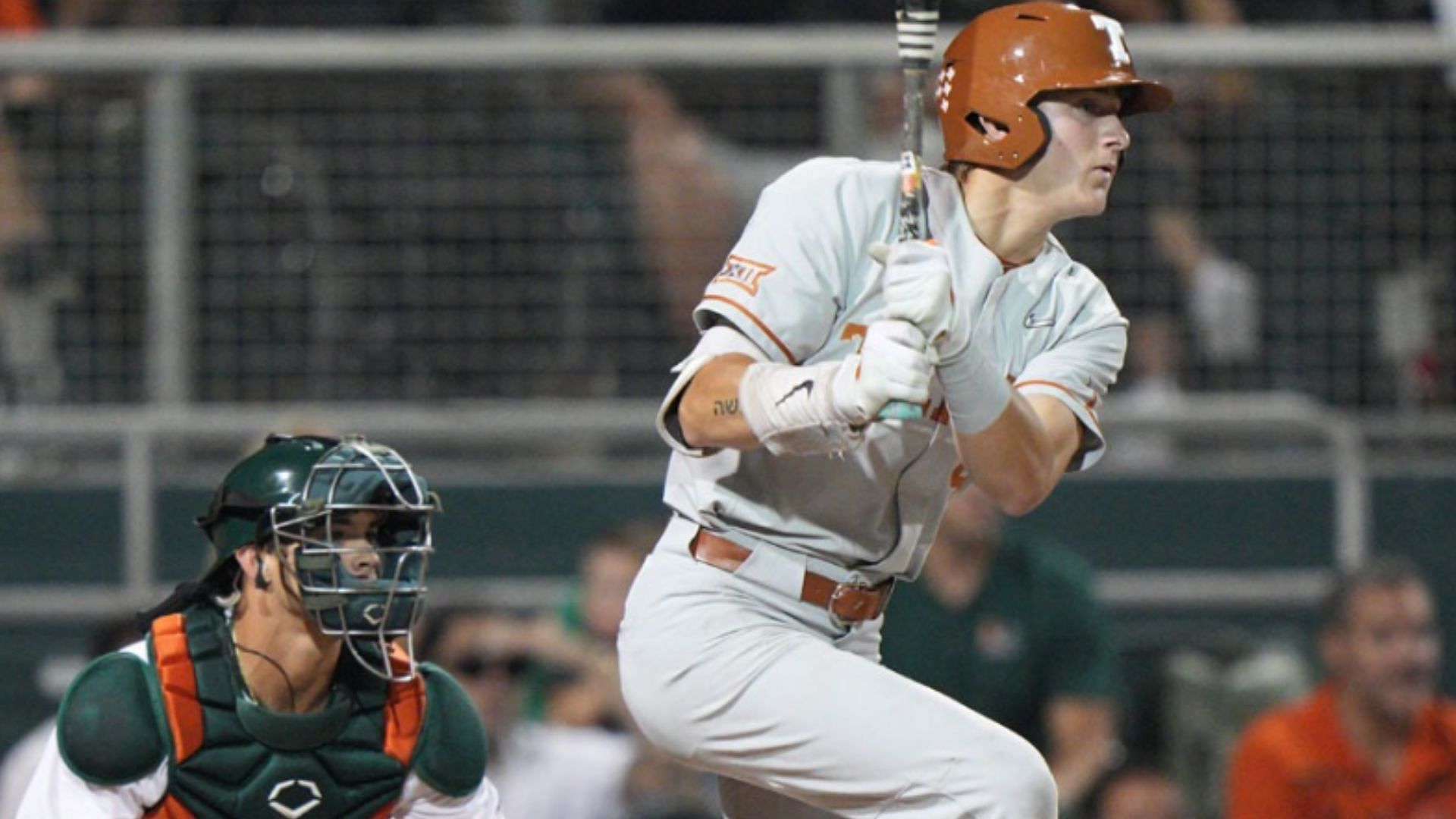 Jared Thomas excelled in the outfield for Texas, hitting .349 and slugged 16 home runs and 47 RBIs this season (Image Source: https://texassports.com/sports/baseball/roster/jared-thomas/12821)