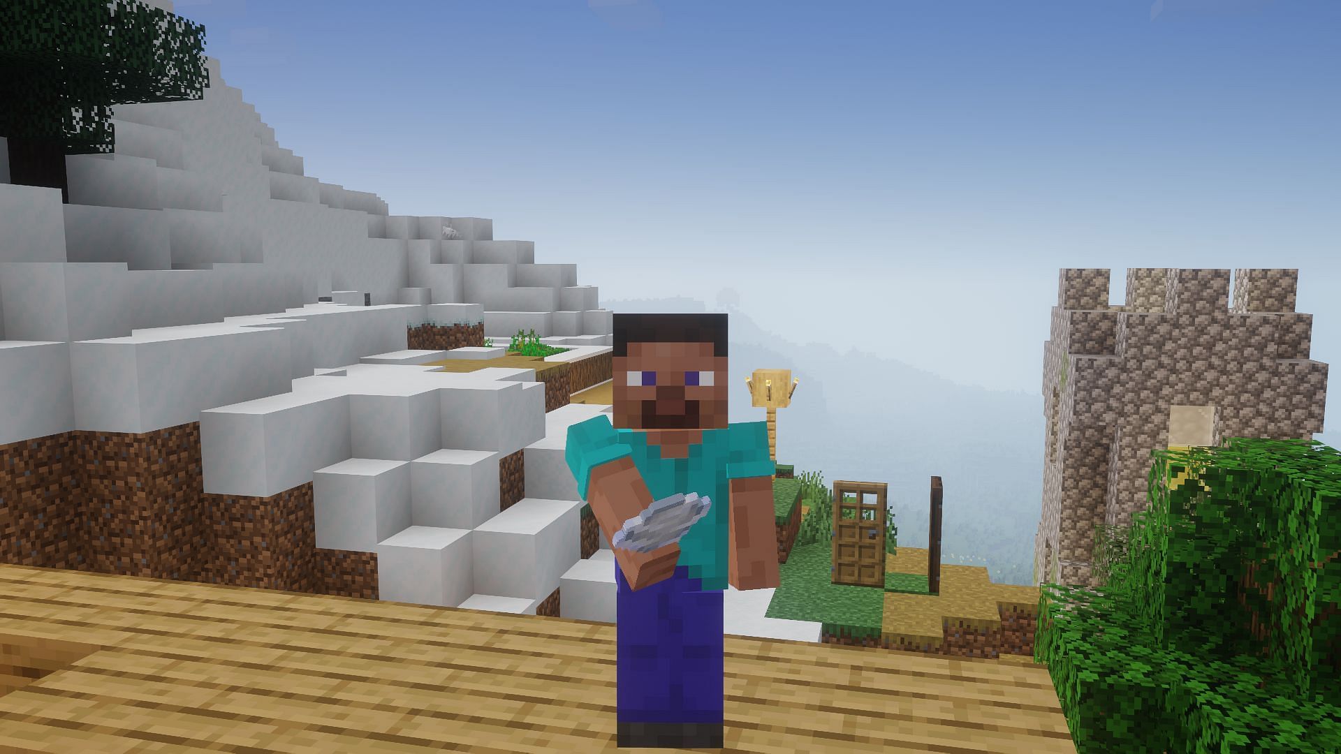 Steve with a wind charge in hand (Image via Mojang)