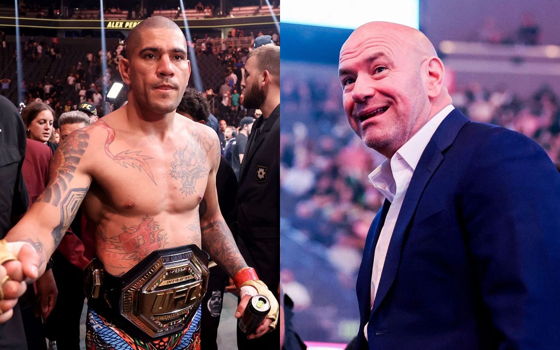 Dana White (right) admits his expectation of Alex Pereira (left) was totally wrong [Images courtesy: Getty Images]