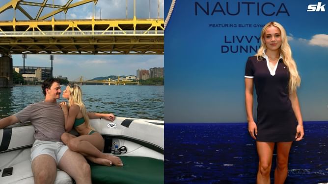 In Photos: Paul Skenes' grilfriend Olivia Dunne turns heads in white collared navy-blue dress at Nautica's New York meet & greet
