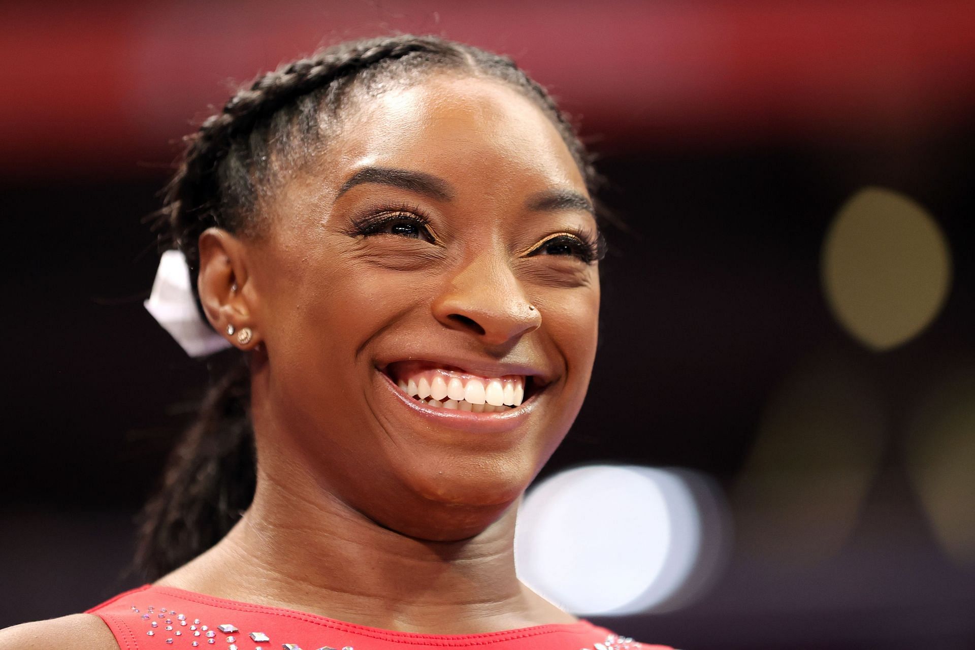 Simone Biles looks on during warm ups prior to the Women&#039;s competition of the 2021 U.S. Gymnastics Olympic Trials at America&rsquo;s Center on June 27, 2021 in St Louis, Missouri. (Photo by Carmen Mandato/Getty Images)