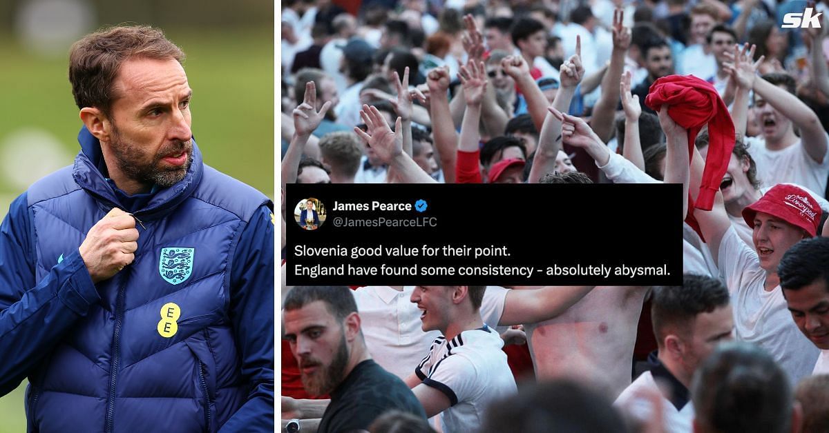 England fans react after the Three Lions draw 0-0 with Slovenia (Image via Getty)
