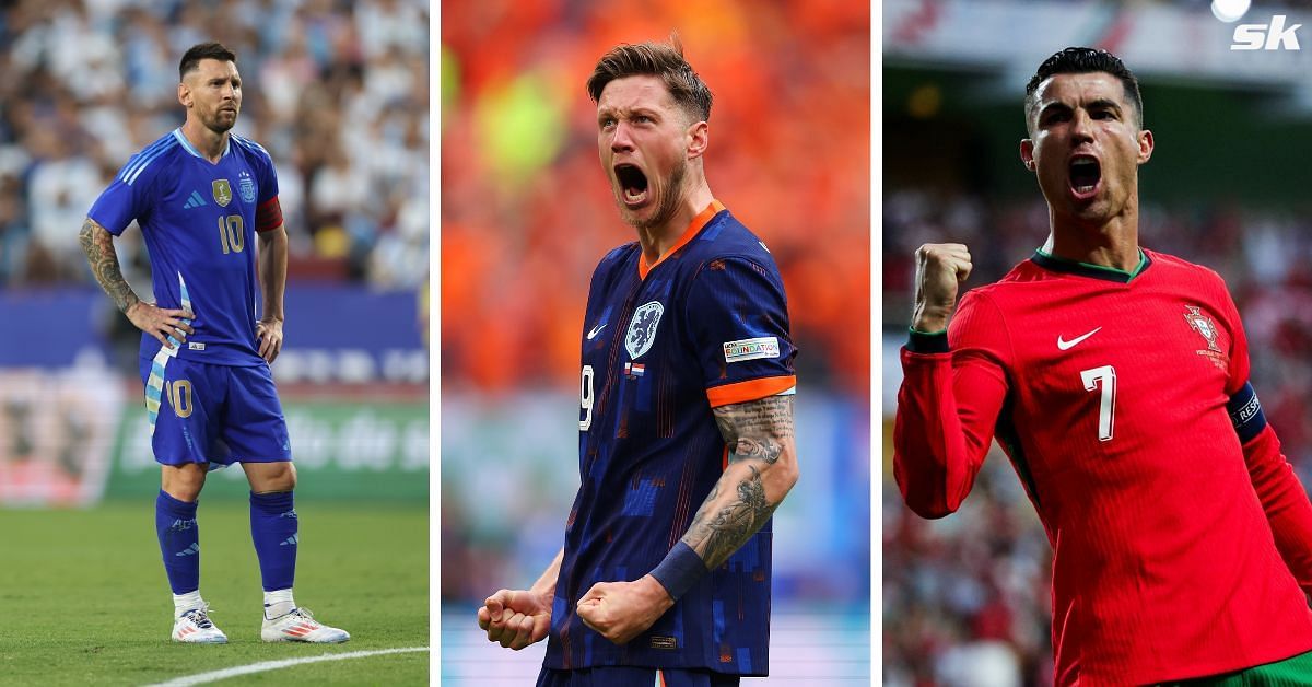 Lionel Messi, Wout Weghorst and Cristiano Ronaldo (from left to right)