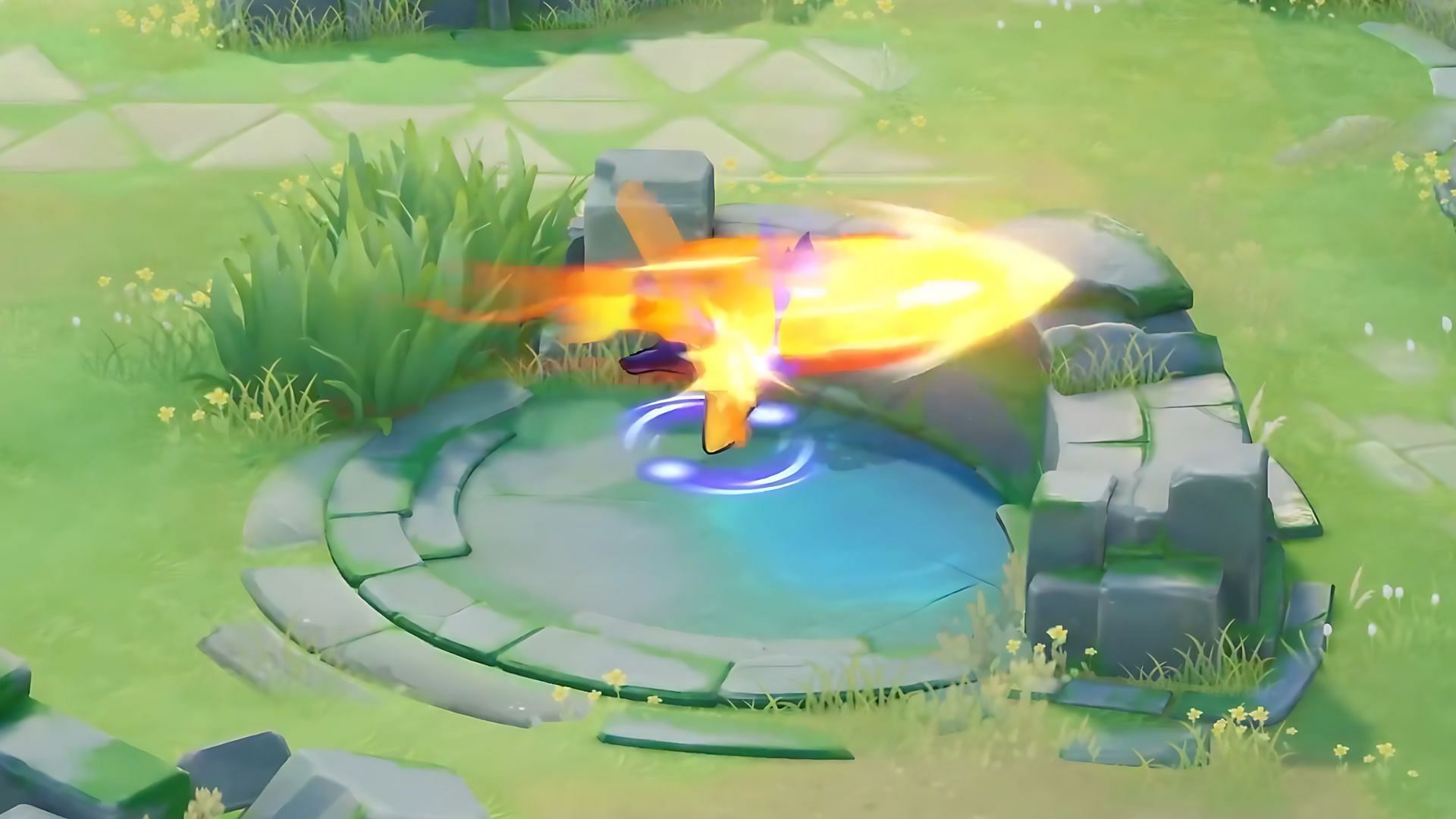 Ceruledge using Flame Charge in Pokemon Unite (Image via TPC)