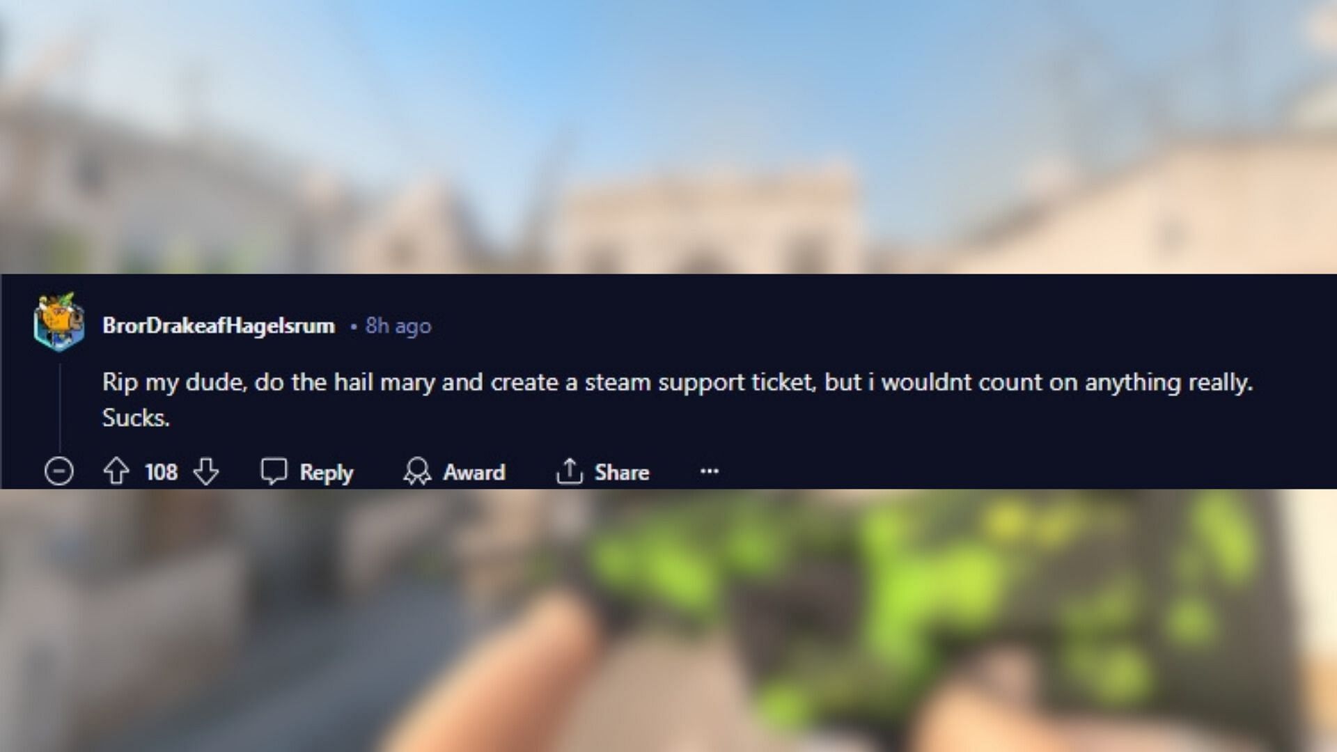 File Steam support ticket (Image via Reddit/u/BrorDrakeafHagelsrum)
