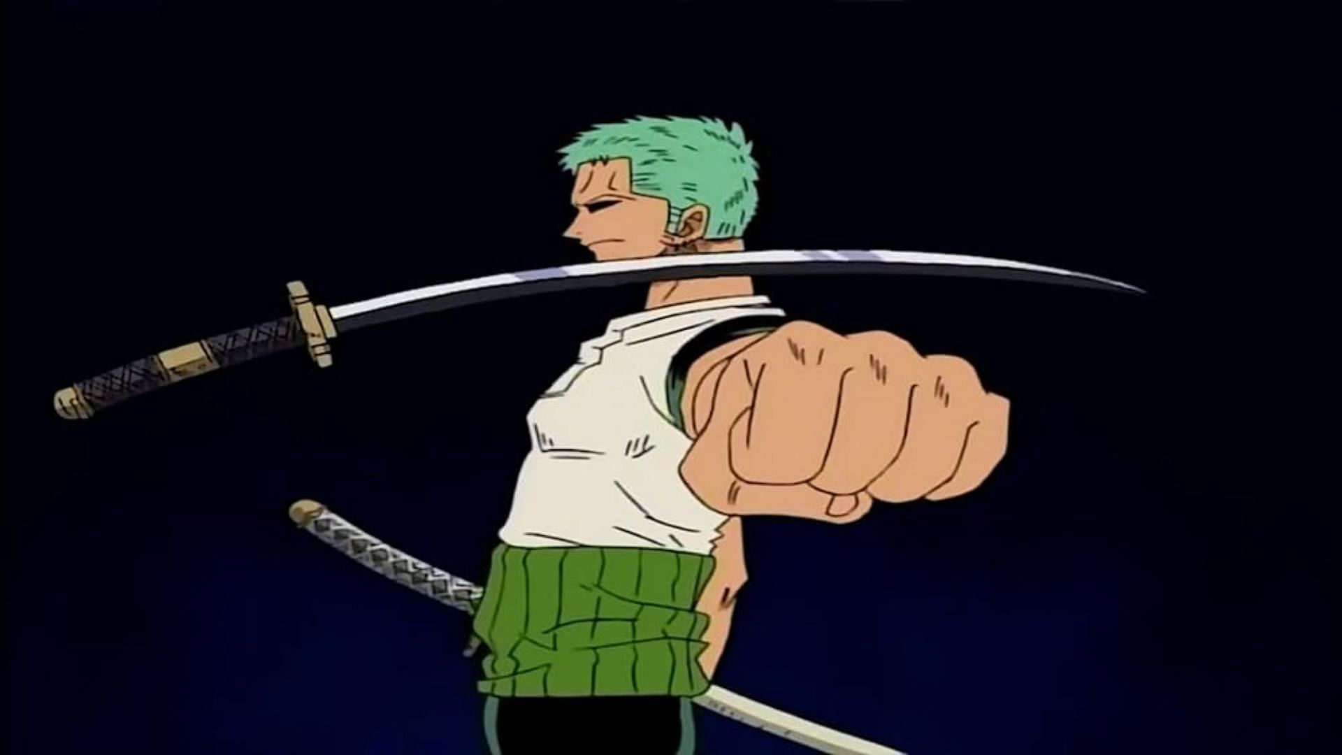 Zoro tests his luck against Sandai Kitetsu as shown in the anime series (Image via Toei Animation)