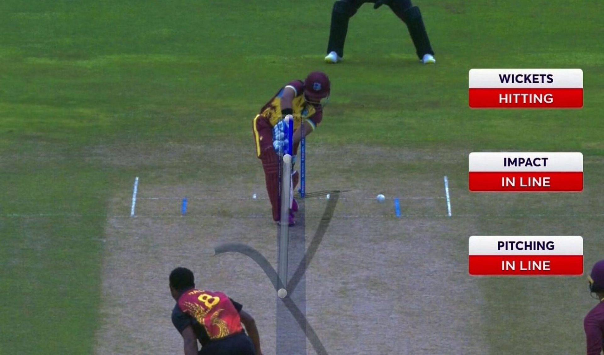 Nicholas Pooran was trapped LBW in the 2nd over of the chase. (Image Credits: ICC)