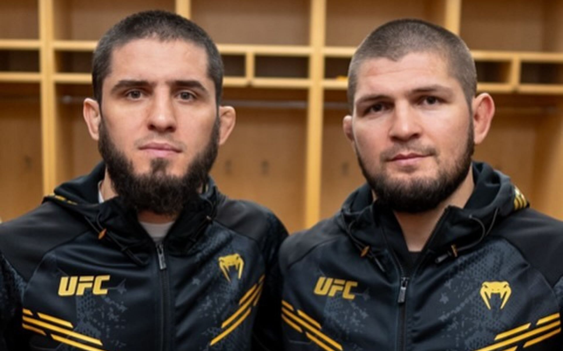 Khabib Nurmagomedov (right) was in Islam Makhachev