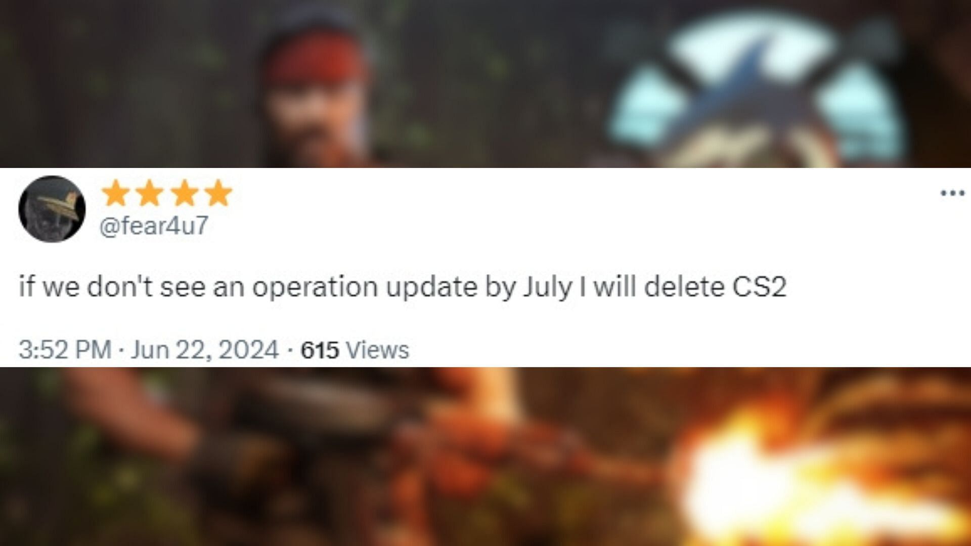 Fan wants to delete CS2 if a new operation isn&#039;t released (Image via X/@fear4u7)