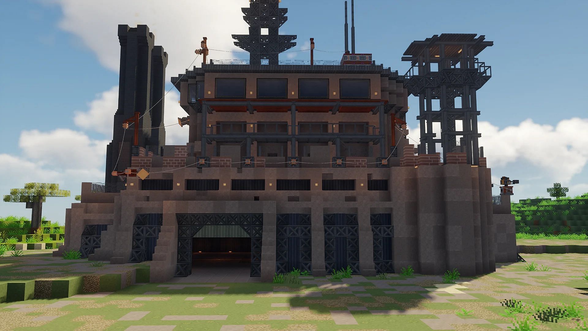 The outside of a base made with the Immersive Engineering mod (Image via LeoCraft6/Reddit)
