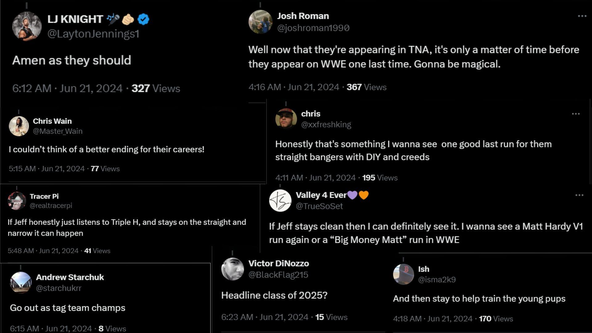 Fan reactions to Matt Hardy teasing one final WWE run [Image Credits: Various X profiles]