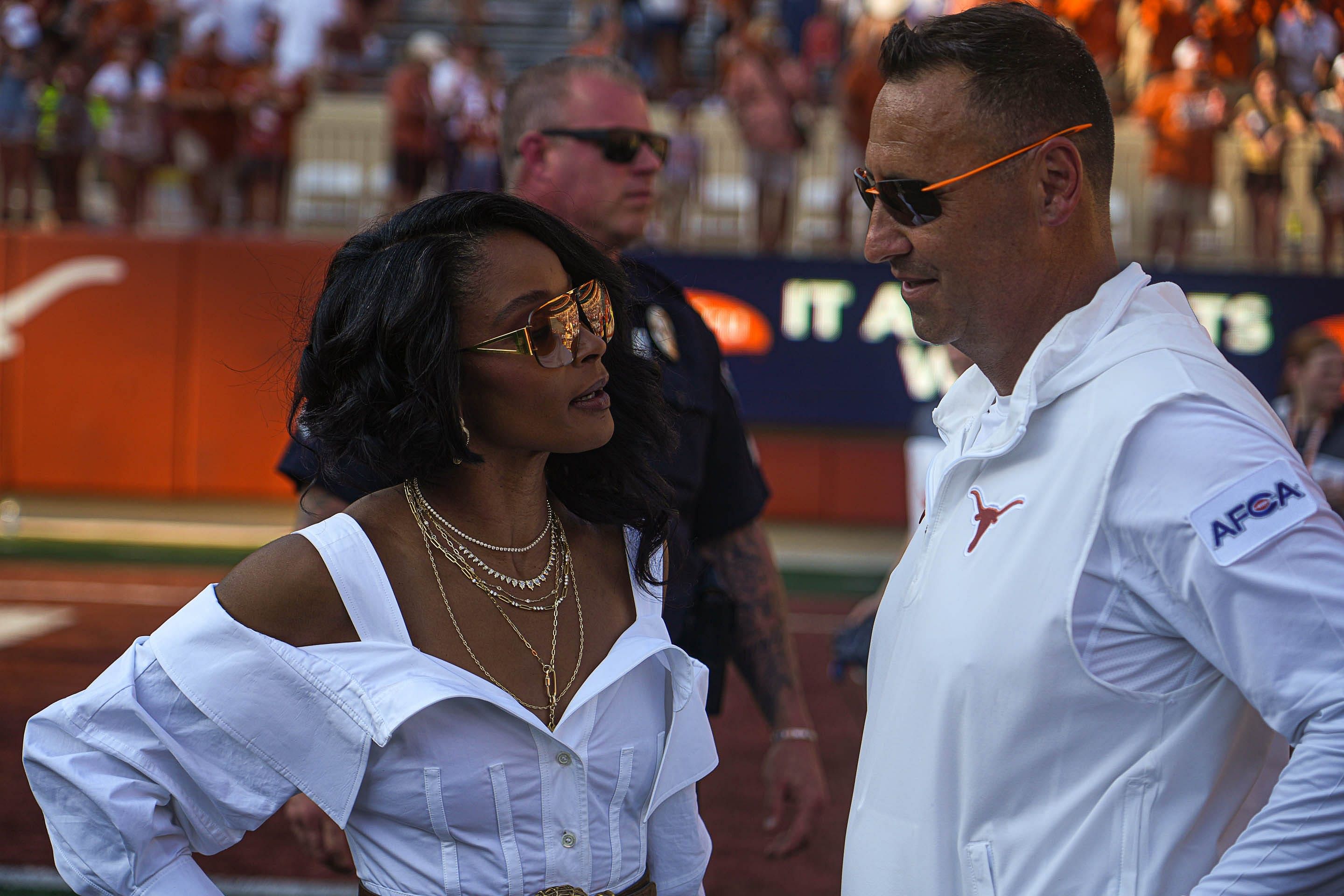 Wife Of Texas Coach Stuns In Eye-Catching Outfit Before Ohio State Clash