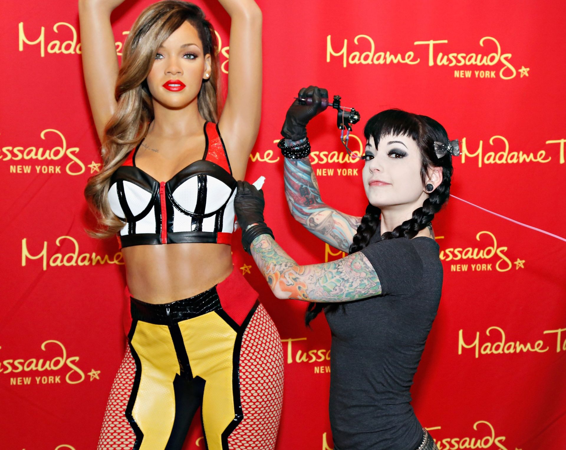 Rihanna&#039;s wax figures features in many Madame Tussauds (Image via Getty)