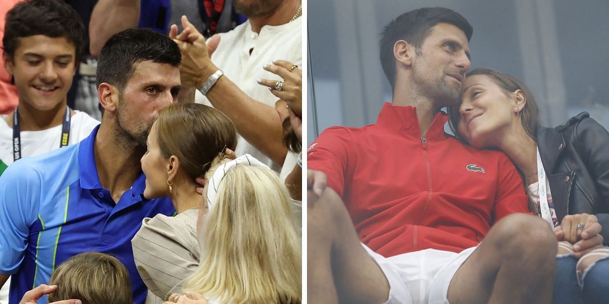 Novak Djokovic and his wife Jelena (R)