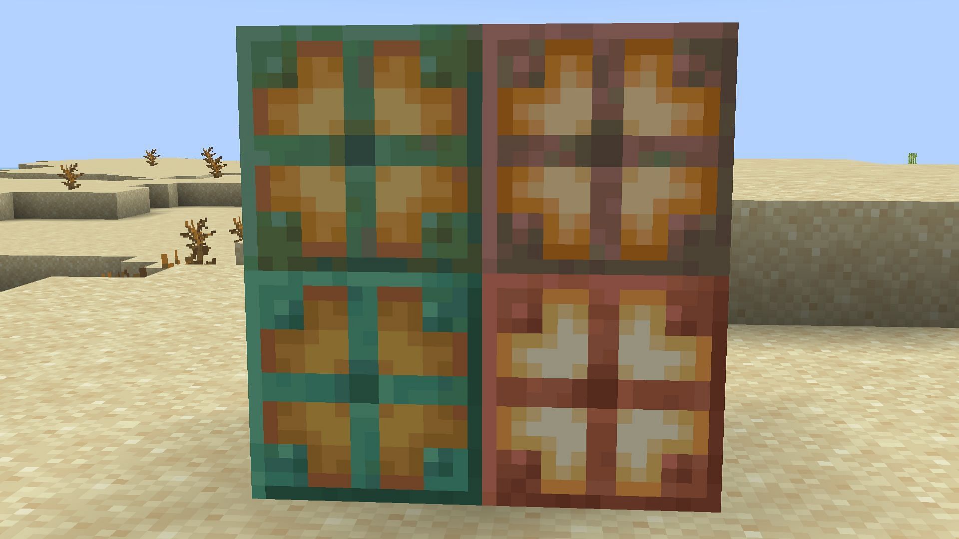 The different levels of copper bulb oxidation (Image via Mojang Studios)