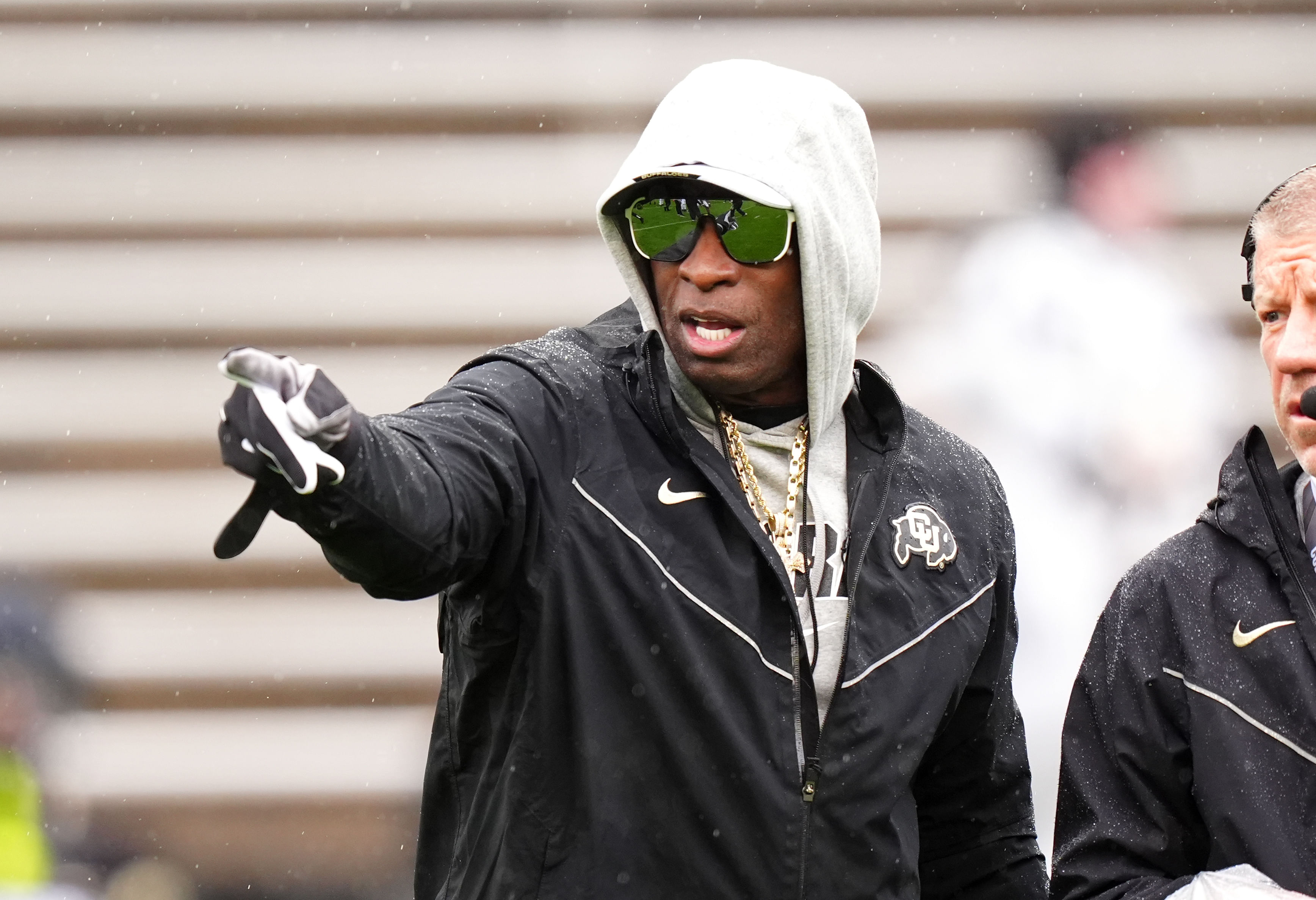 NCAA Football: Colorado Spring Game: Apr 27, 2024; Boulder, CO, USA; Colorado Buffaloes head coach Deion Sanders during a spring game event at Folsom Field. Mandatory Credit: Ron Chenoy-USA TODAY Sports