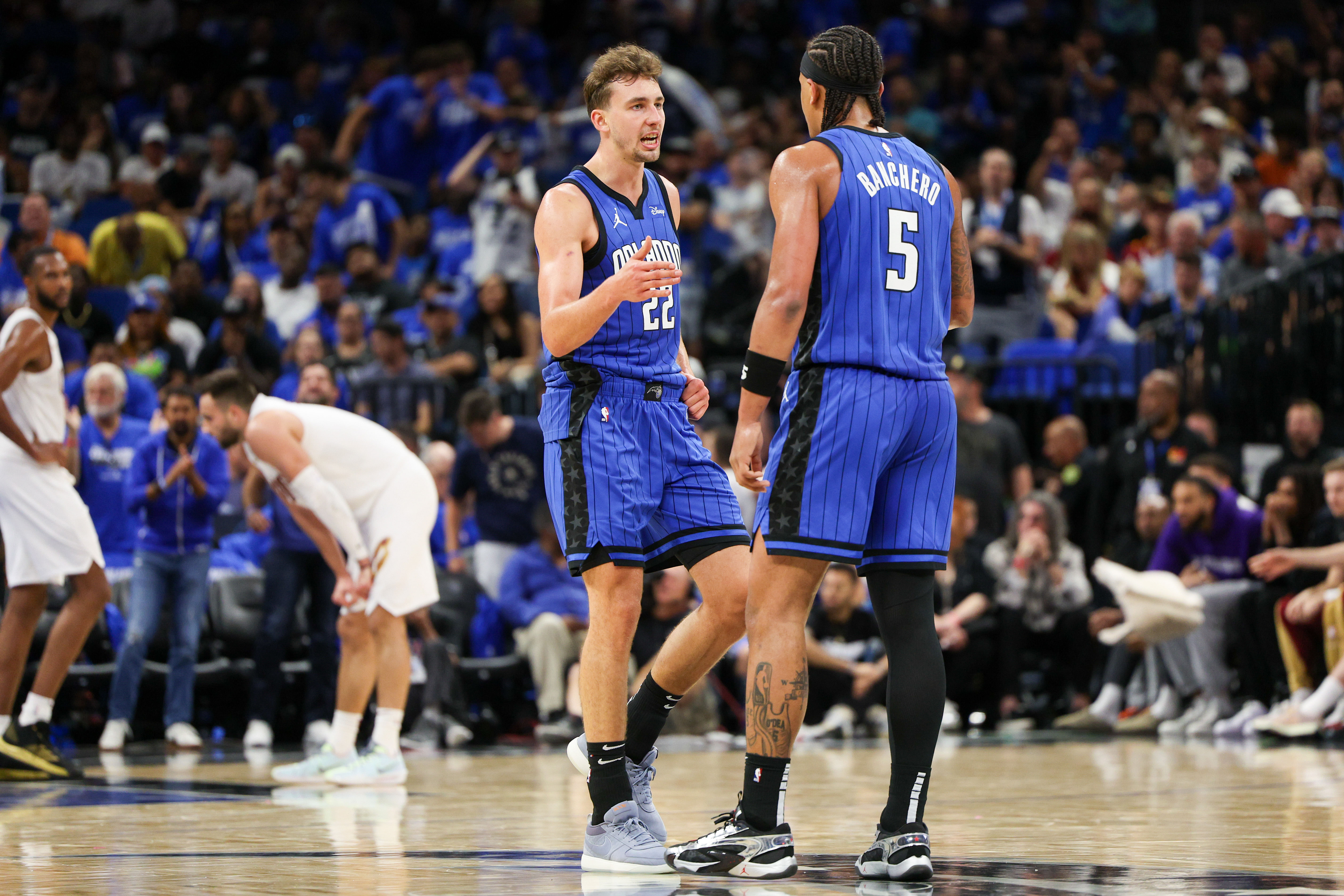 Orlando Magic forwards Paolo Banchero and Franz Wagner