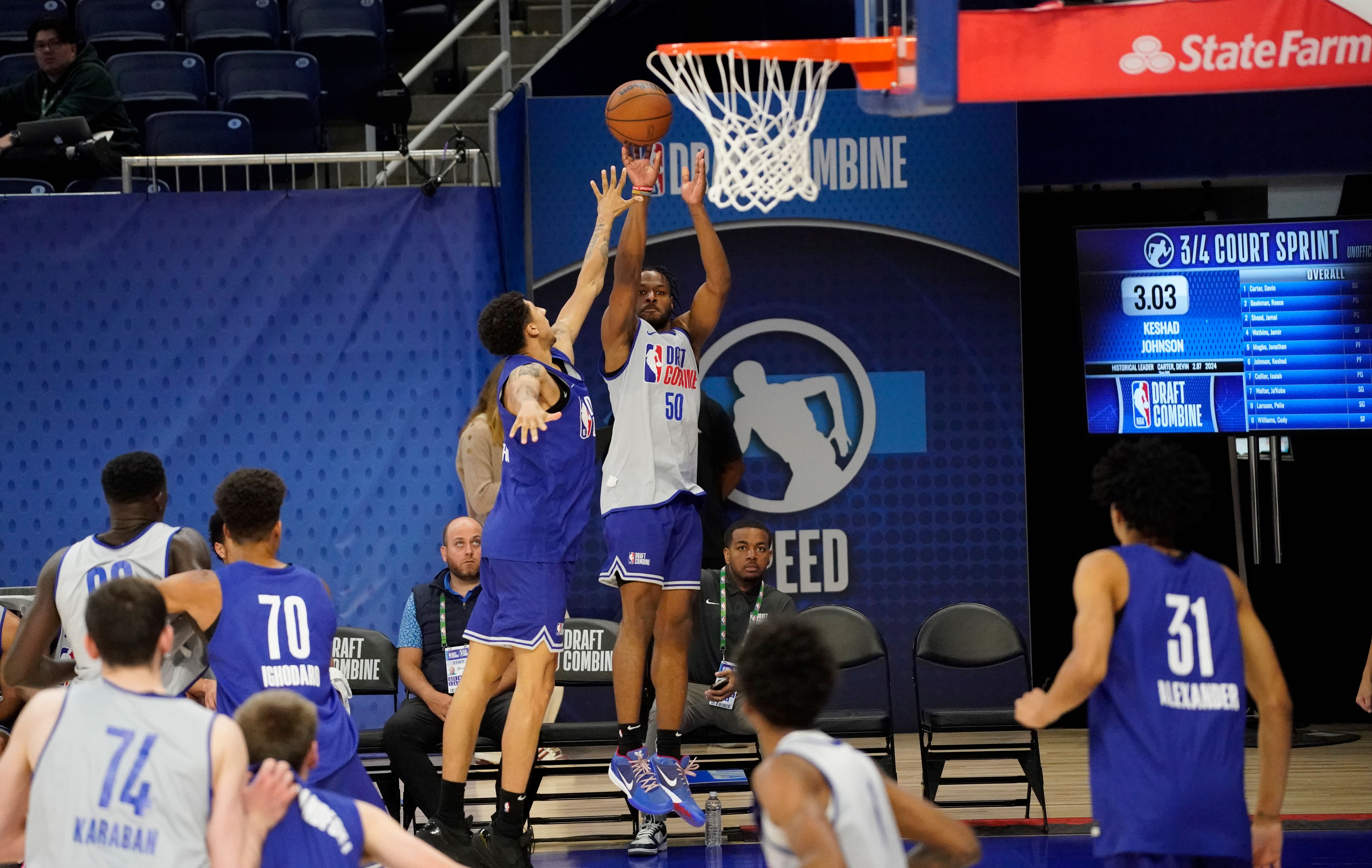 Bronny James showing his hops in the NBA Draft Combine. (Image Source IMAGN)