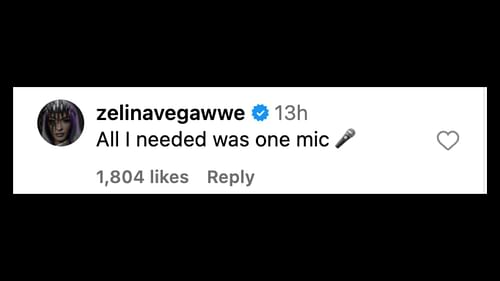 Vega reacts to praise by WWE on Instagram.