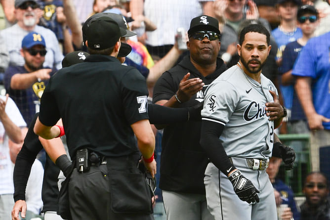 WATCH: Tommy Pham gets heated after collision with William Contreras at home plate