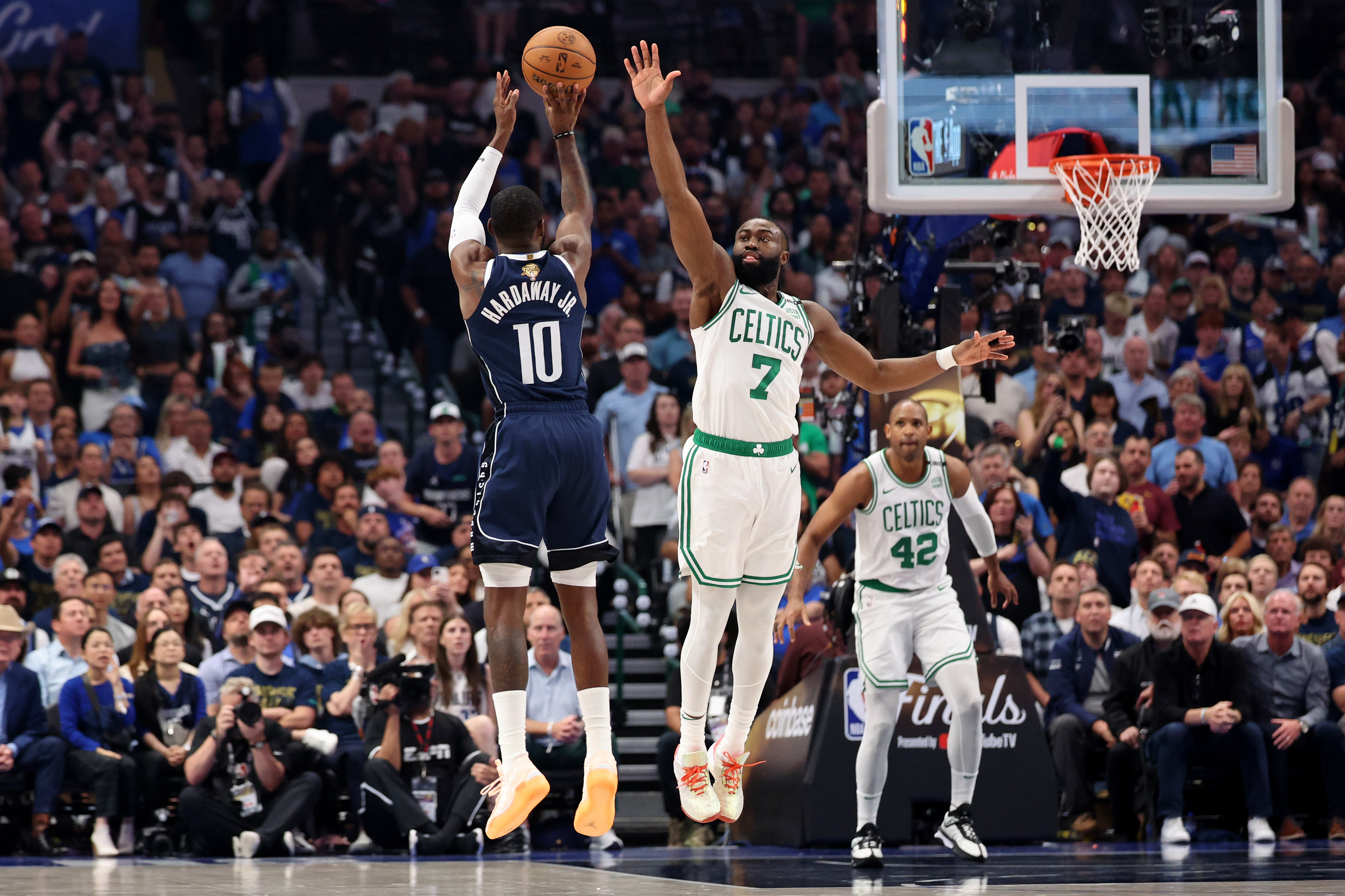 Dallas Mavericks guard Tim Hardaway Jr. against the Boston Celtics in the NBA Finals (Credits: IMAGN)