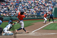 Griff O'Ferrall drives in a run for Virginia.