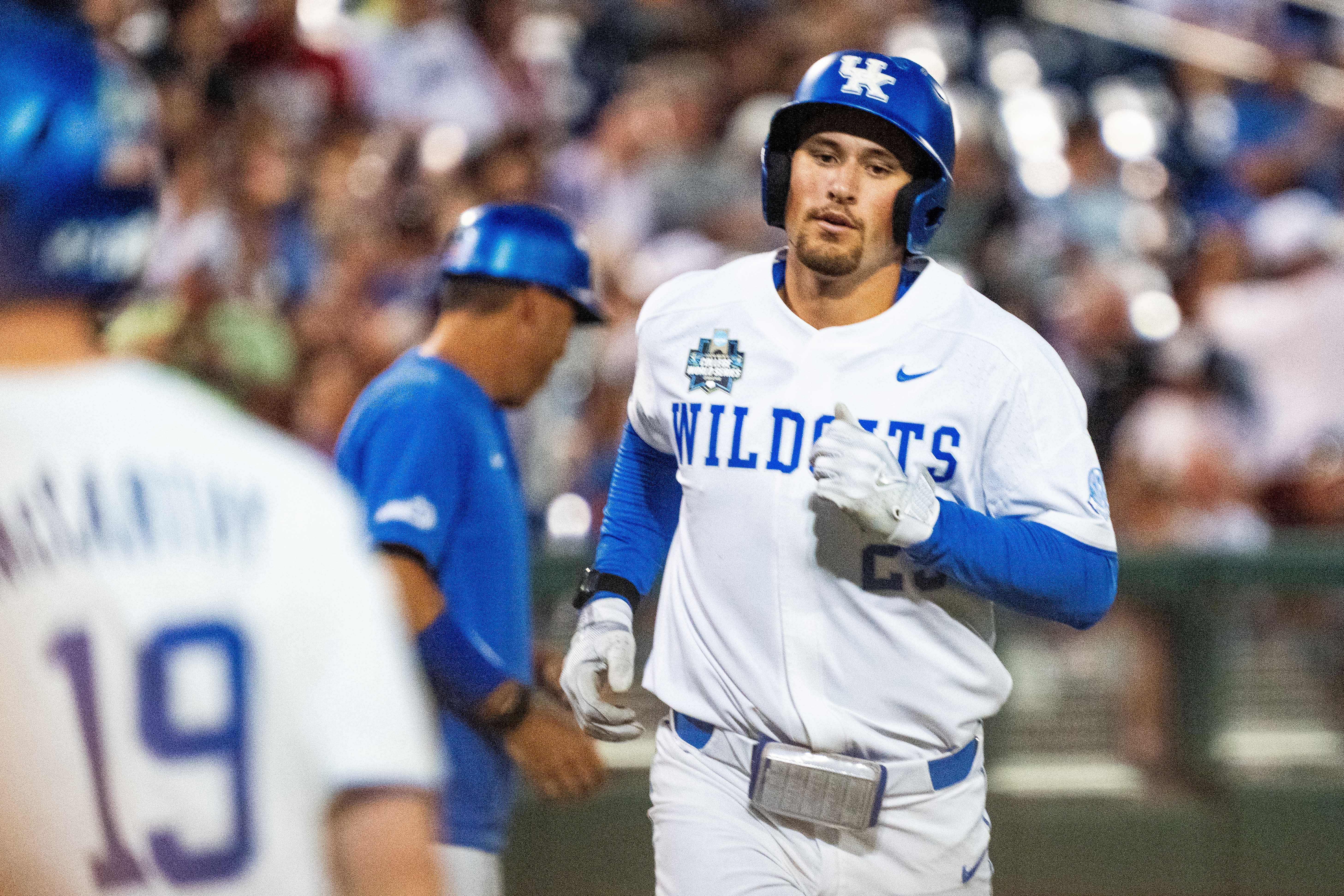 Ryan Nicholson scored the only run for Kentucky against Texas A&amp;M. on Monday. He smacked a home run in the ninth inning off relief pitcher Josh Stewart.