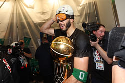 Watch: Jayson Tatum's girlfriend Ella Mai spotted with apparent baby bump amid Celtics' championship celebrations