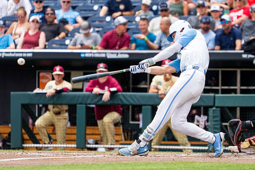 Vance Honeycutt hits a double for North Carolina in the win-or-go-home game against Florida State on Monday.