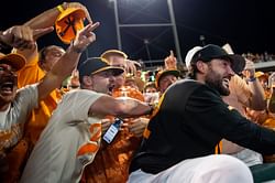 WATCH: Tony Vitello hilariously crowd surfs after Tennessee's first-ever CWS title run