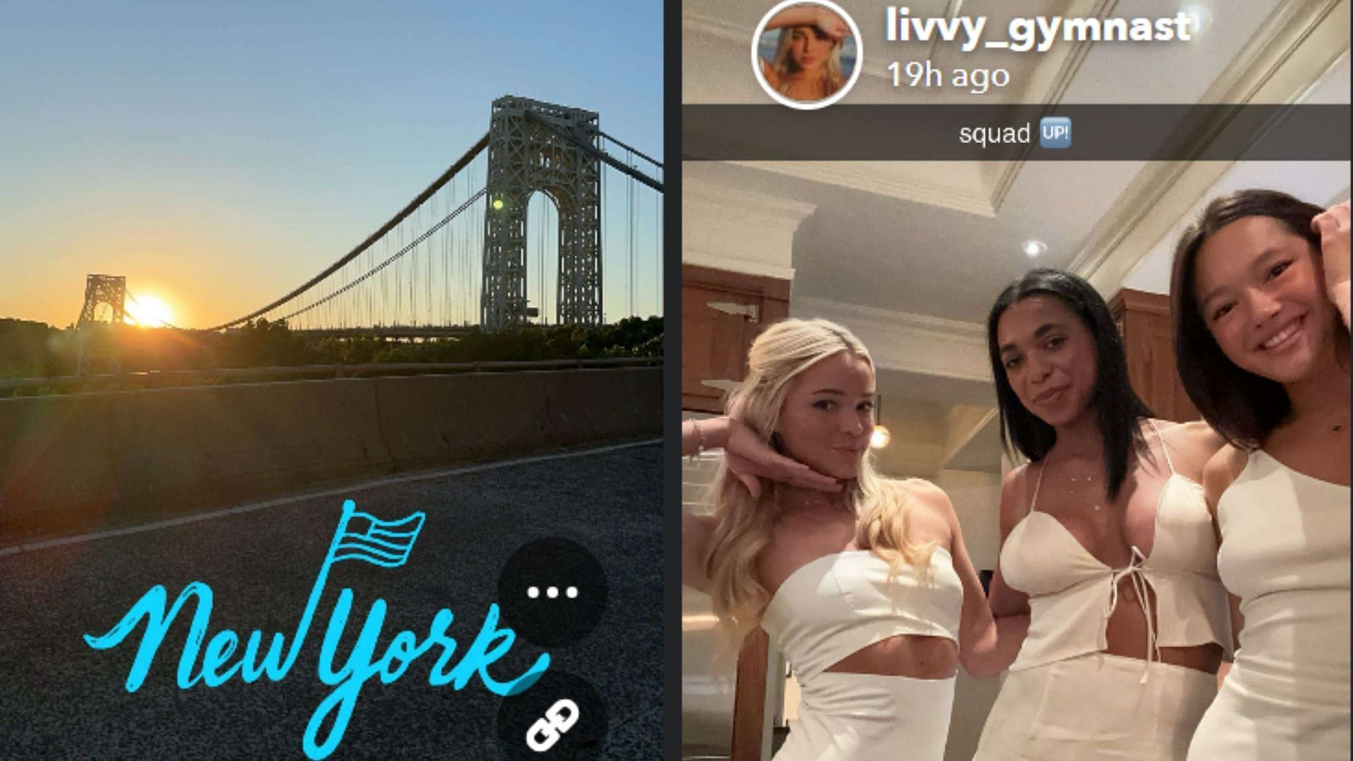 Dunne is alerting fans of her arrival in New York City. Snapchat/livvy_gymnast