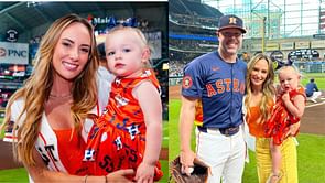 In Photos: Ryan Pressly's wife Kat takes field at Minute Maid Park to throw ceremonial first pitch to Astros' star husband