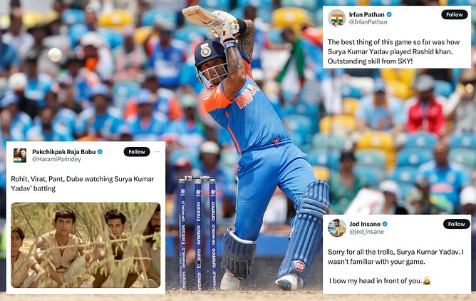 "Sorry for all the trolls" - Fans and cricketers react to Suryakumar Yadav's stunning 53 in IND vs AFG T20 World Cup Super 8 match